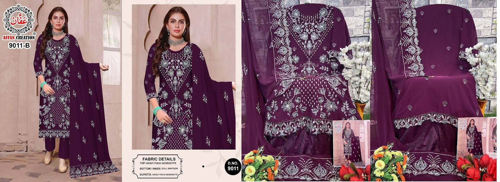 9011 Affan Creation Fox Georgette Pakistani Salwar Suits