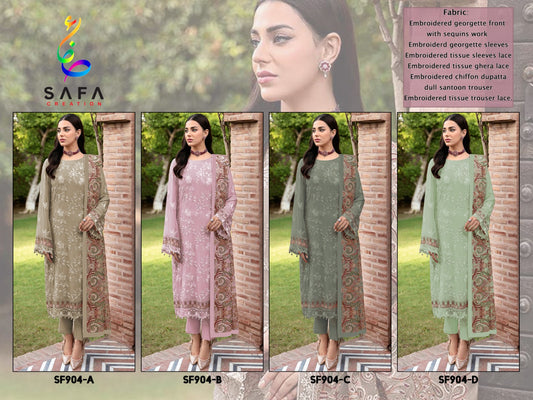 904 Safa Creation Georgette Pakistani Salwar Suits