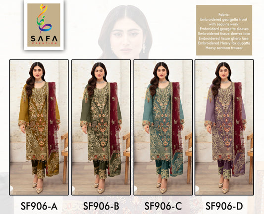 906 Safa Creation Georgette Pakistani Salwar Suits