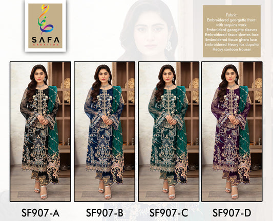 907 Safa Creation Georgette Pakistani Salwar Suits