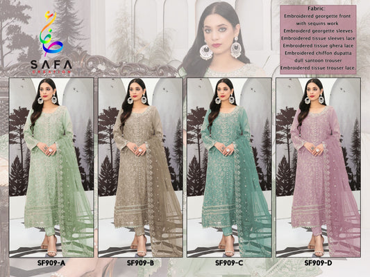 909 Safa Creation Georgette Pakistani Salwar Suits