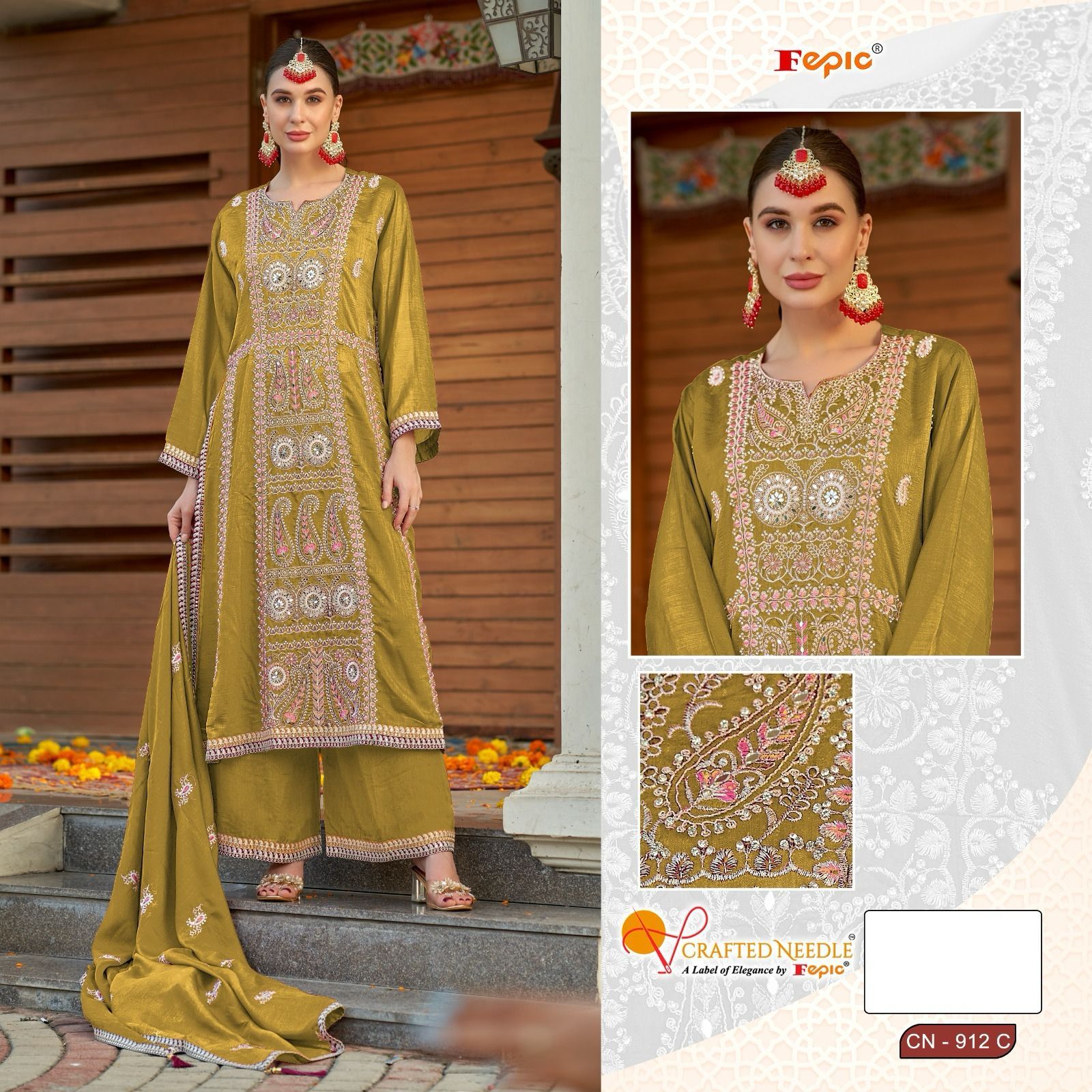 912 Crafted Needle Vichitra Silk Pakistani Readymade Suits