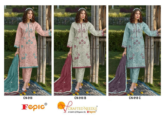 918-Fepic Crafted Needle Organza Pakistani Readymade Suits