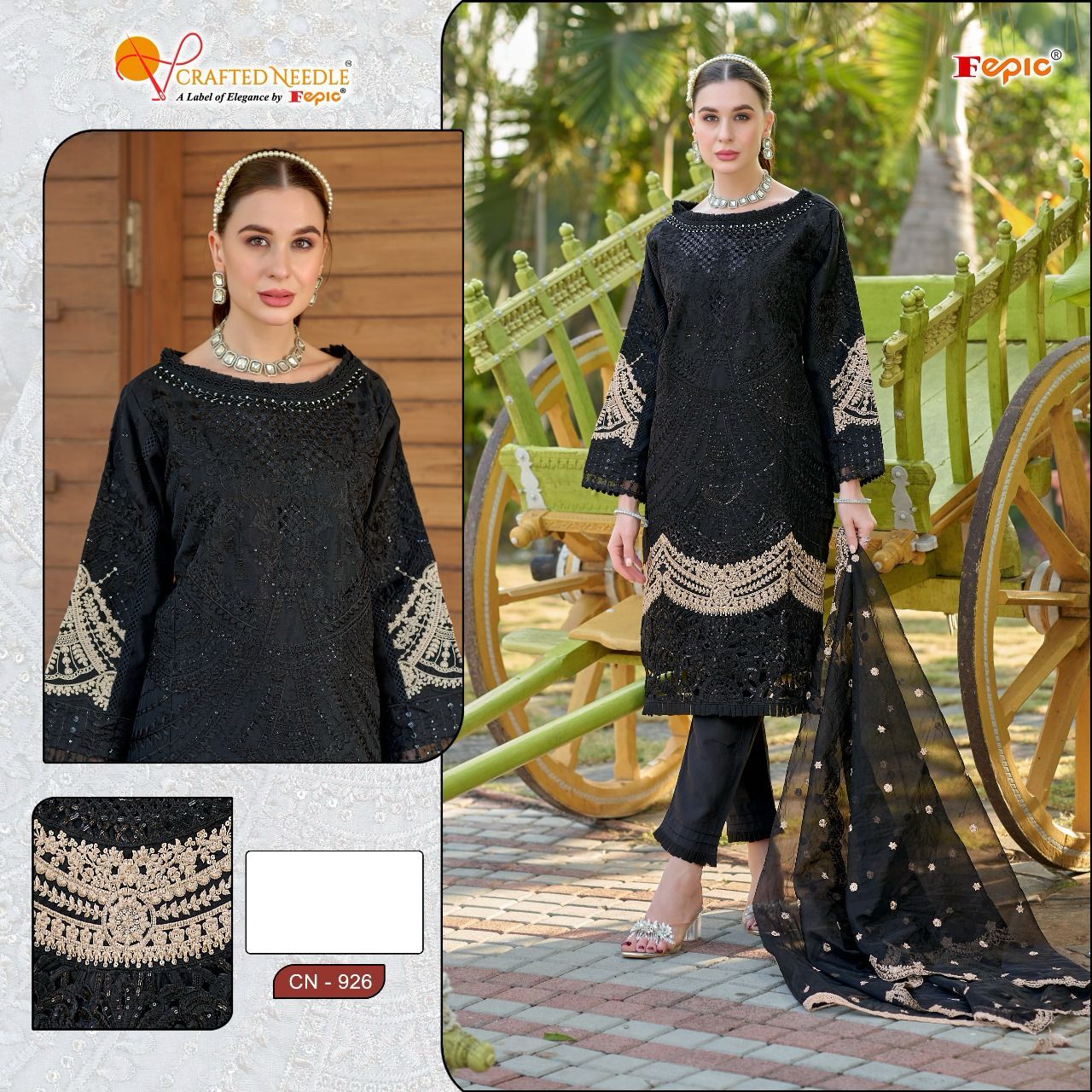 926 Crafted Needle Organza Pakistani Readymade Suits