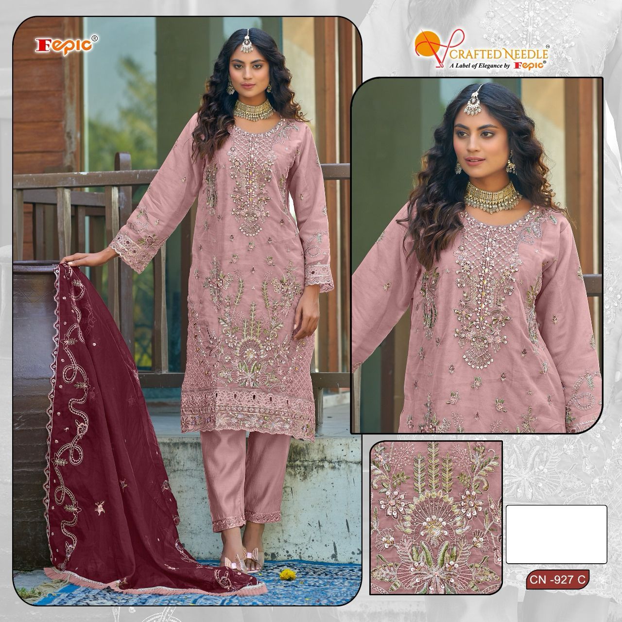 927 Crafted Needle Organza Pakistani Readymade Suits