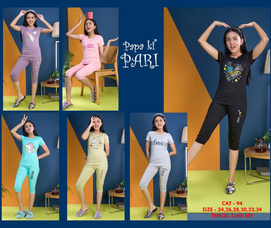 94 Papa Ki Pari Imported Girls Capri Night Suits