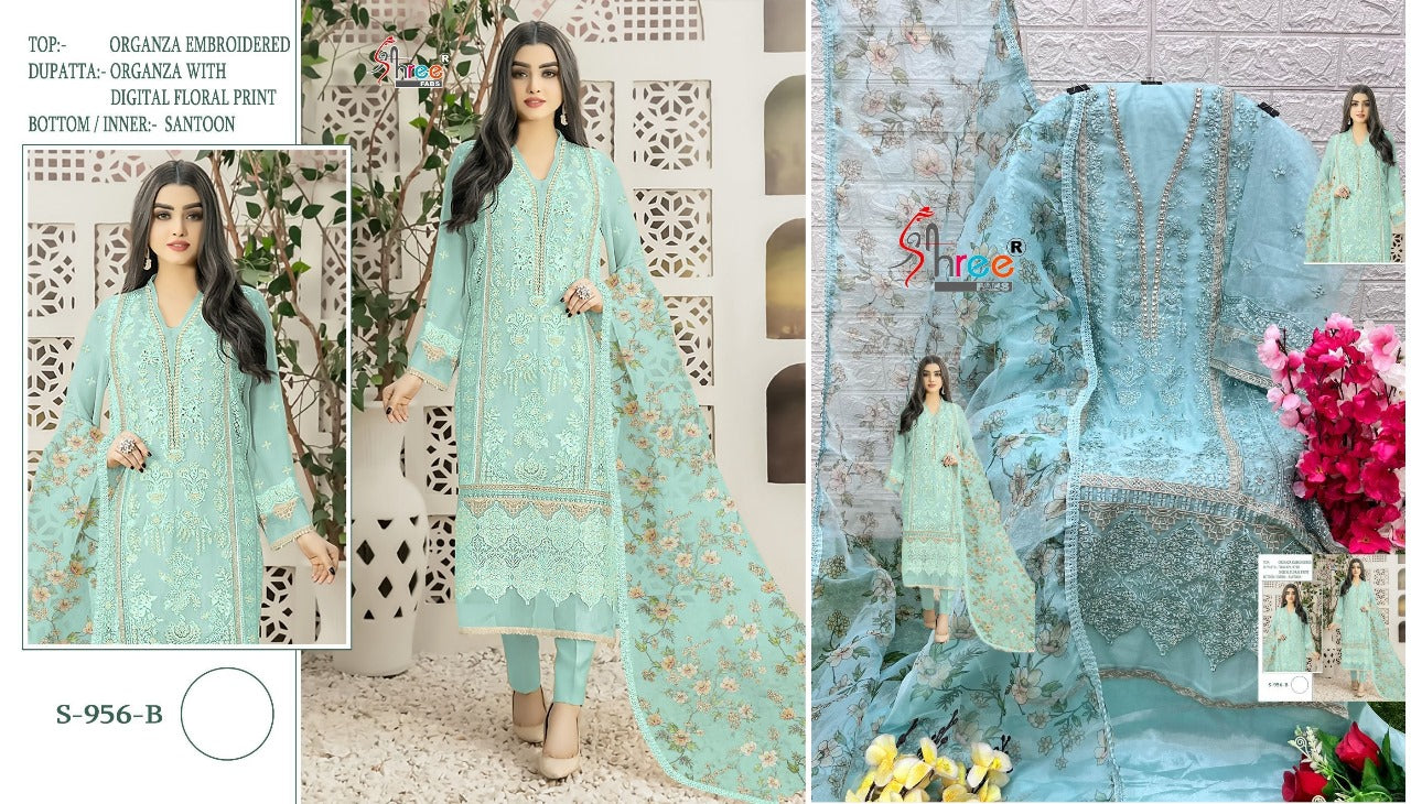 956 Shree Fabs Organza Pakistani Salwar Suits