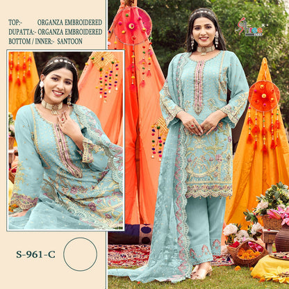 961 Shree Fabs Organza Pakistani Salwar Suits