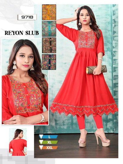 9718-9811 Mmc Rayon Anarkali Kurtis