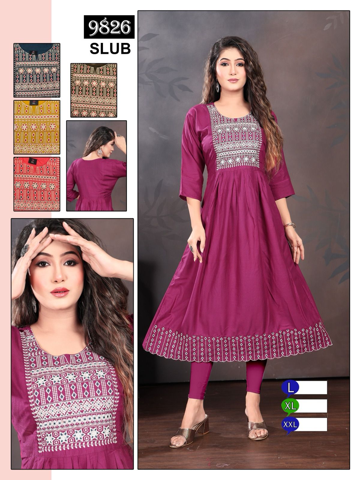 9718-9811 Mmc Rayon Anarkali Kurtis