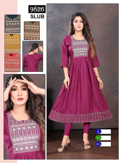9718-9811 Mmc Rayon Anarkali Kurtis