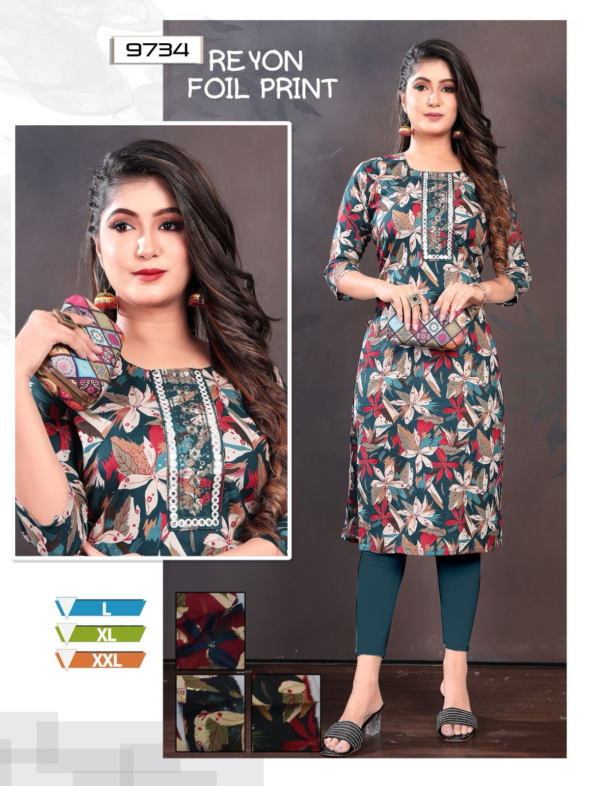 973723 Mmc Rayon Knee Length Kurtis