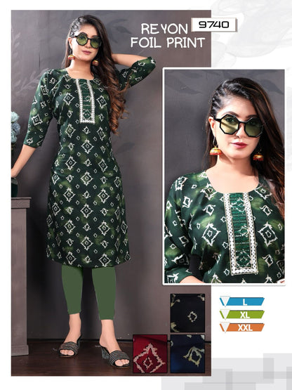 973723 Mmc Rayon Knee Length Kurtis