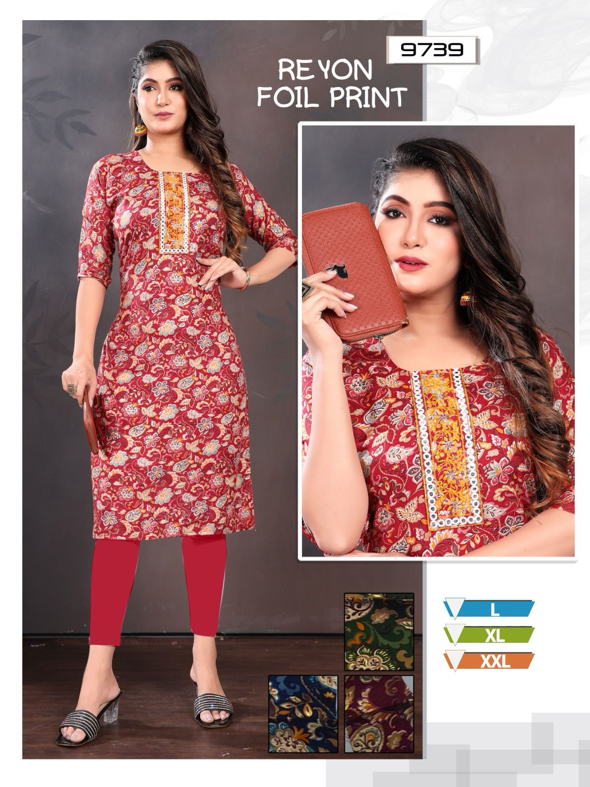 973723 Mmc Rayon Knee Length Kurtis