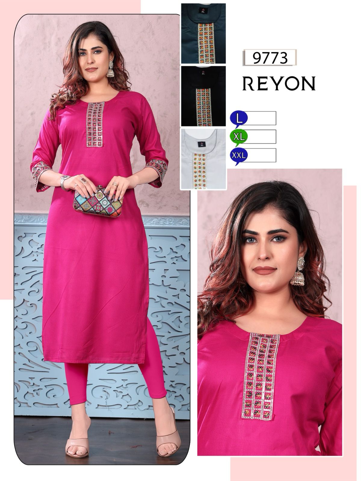 97723 Mmc Rayon Long Straight Kurti