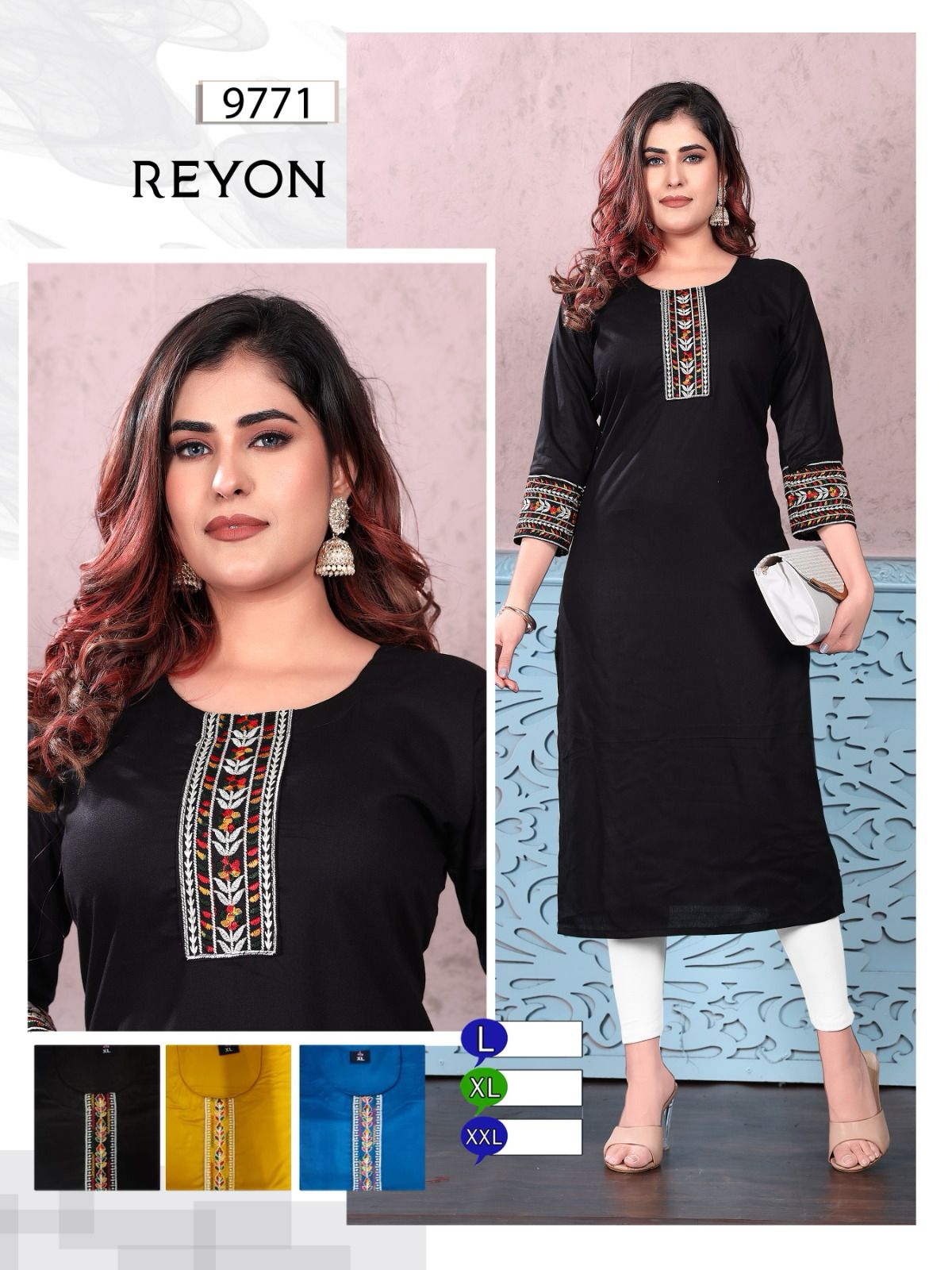 97723 Mmc Rayon Long Straight Kurti