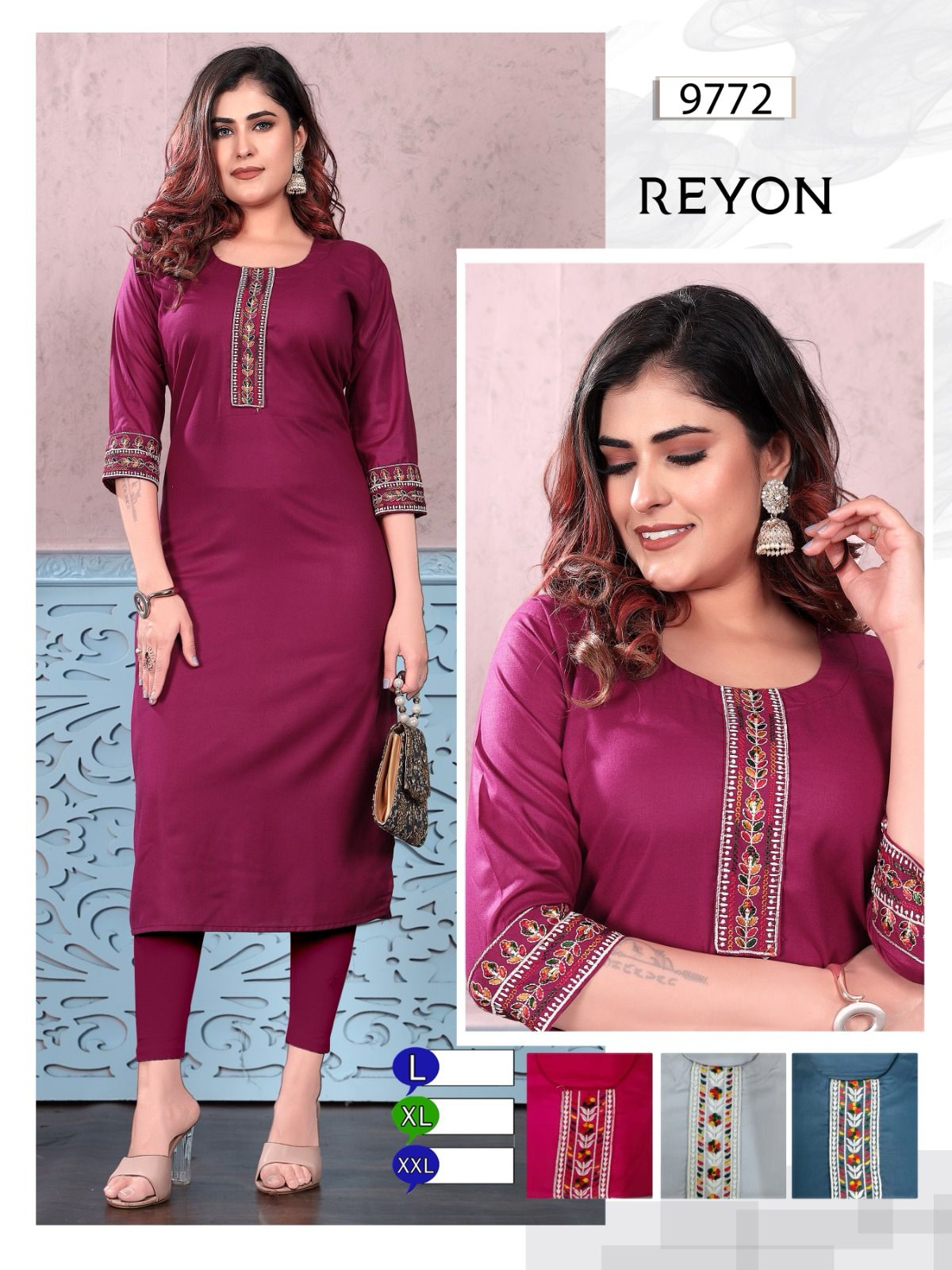 97723 Mmc Rayon Long Straight Kurti