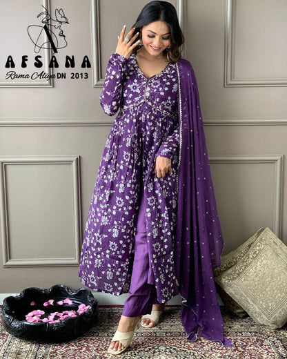 Rama-2013 Afsana Chinon Readymade Pant Style Suits