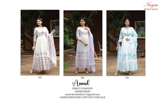 Anmol Nayra Cotton Gown Dupatta Set