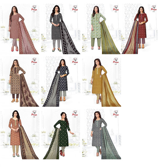 101-110 Js Priya Jaam Rayon Pant Style Suits