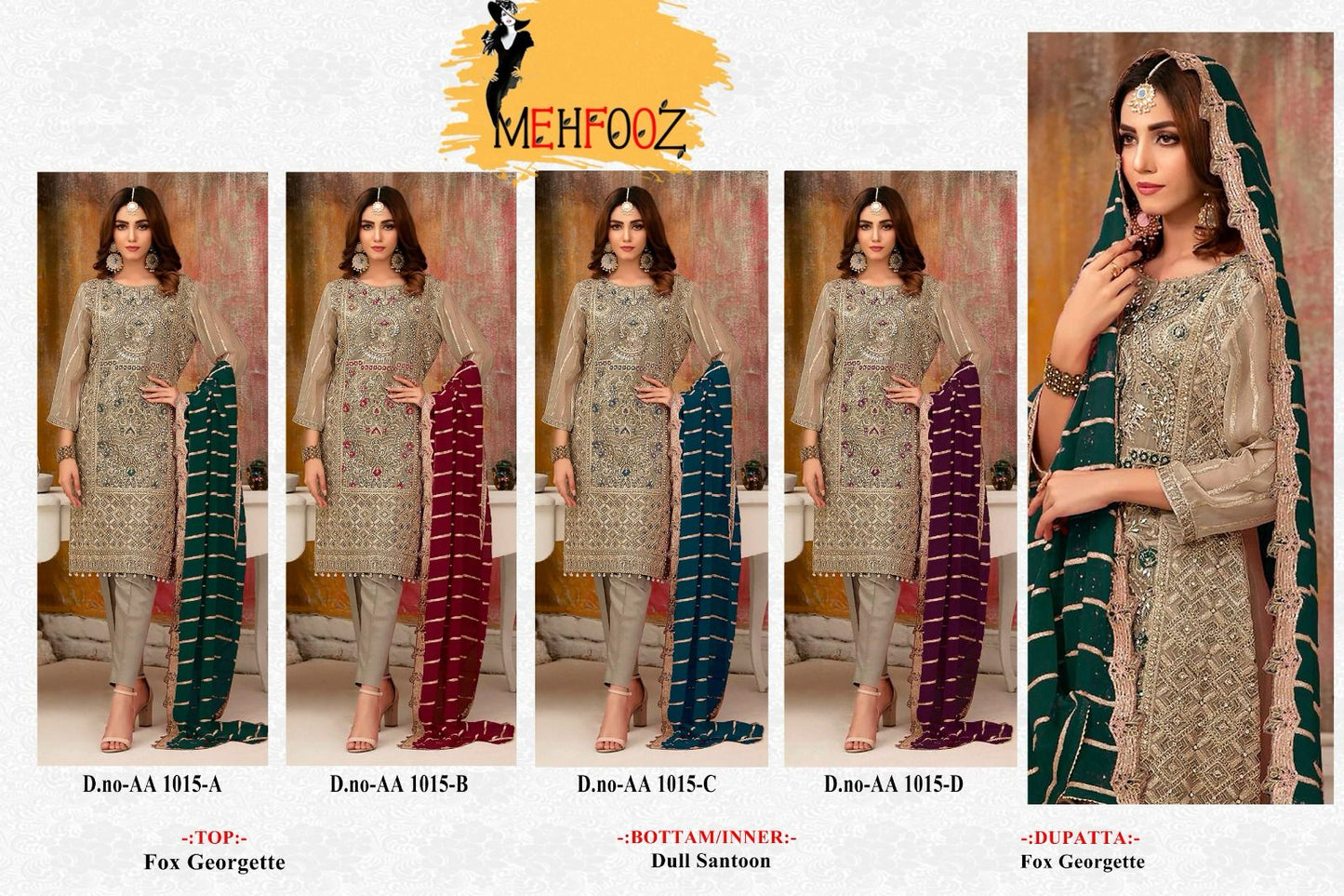 1015 Mehfooz Georgette Pakistani Salwar Suits