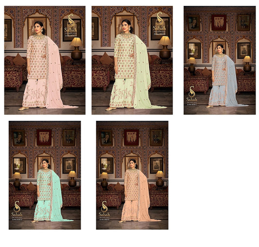 1018 Colours Sabah Faux Georgette Sharara Style Suits