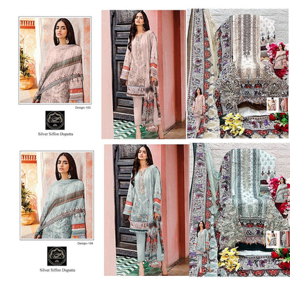 103-104 Firdous Art Cotton Pakistani Patch Work Suits