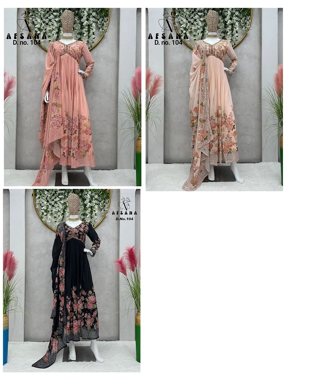 104 Aaliya Hand Work Afsana Georgette Readymade Anarkali Suits