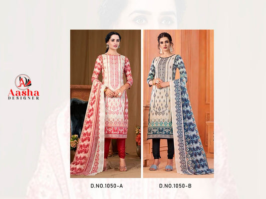 1050 Aasha Designer Cotton Pakistani Salwar Suits