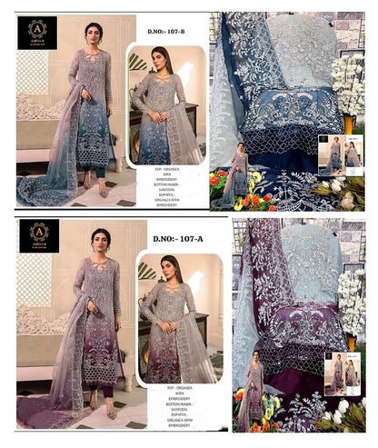 107-Ab Amena B Organza Pakistani Salwar Suits