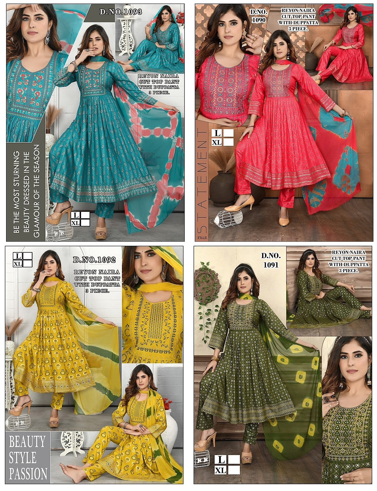 1090-1093 Violet Rayon Readymade Pant Style Suits