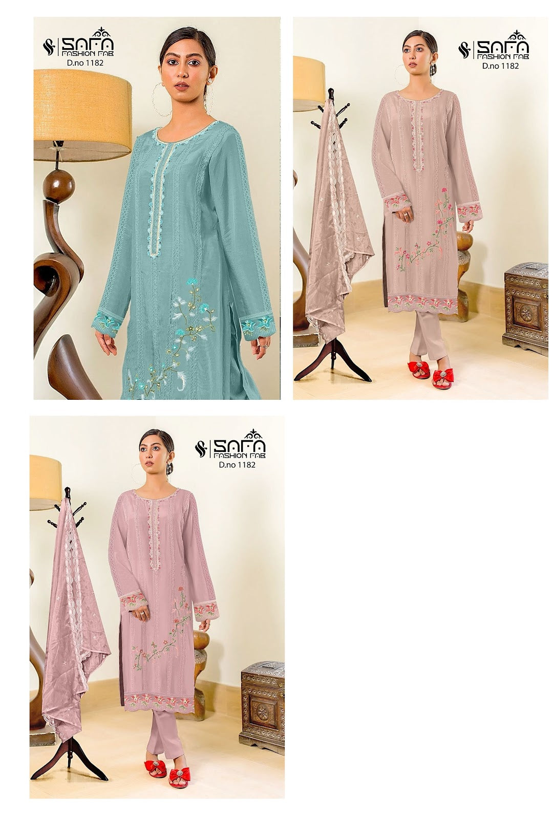 1182-New Safa Fashion Fab Georgette Pakistani Readymade Suits