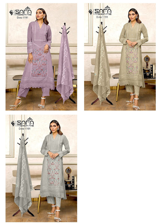 1191-New Safa Fashion Fab Georgette Pakistani Readymade Suits