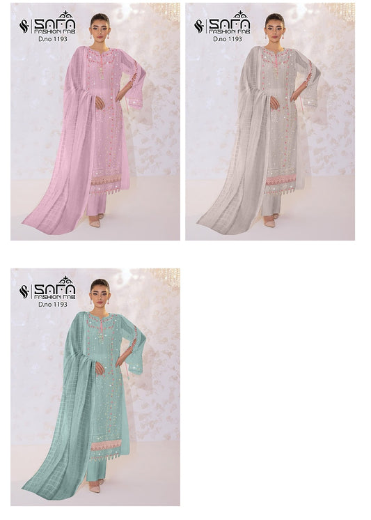 1193-New Safa Fashion Fab Georgette Pakistani Readymade Suits