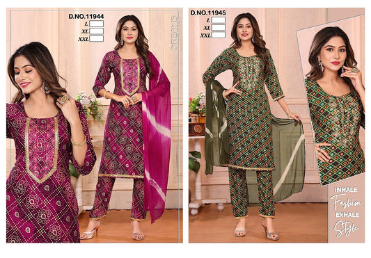 11944-11945 Kh Rayon Readymade Pant Style Suits