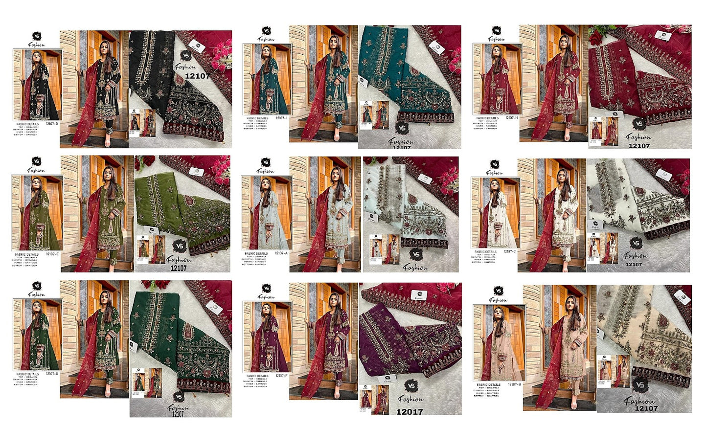 12107 Vs Fashion Organza Pakistani Salwar Suits