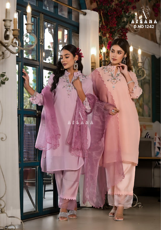 1242 Afsana Georgette Readymade Pant Style Suits