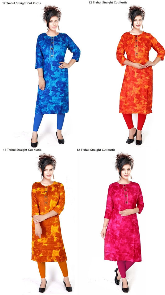 12 Trahul Straight Cut Kurtis