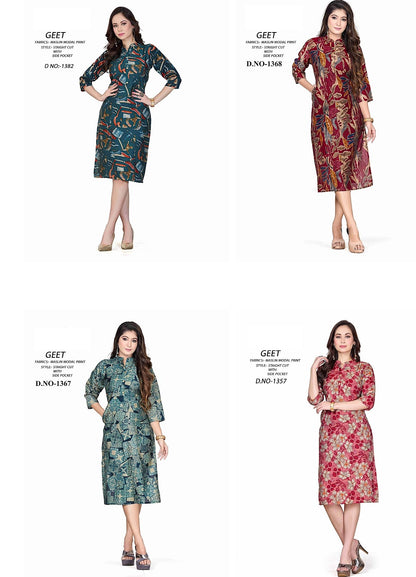 1357-1368 A4U Premium Muslin Knee Length Kurtis