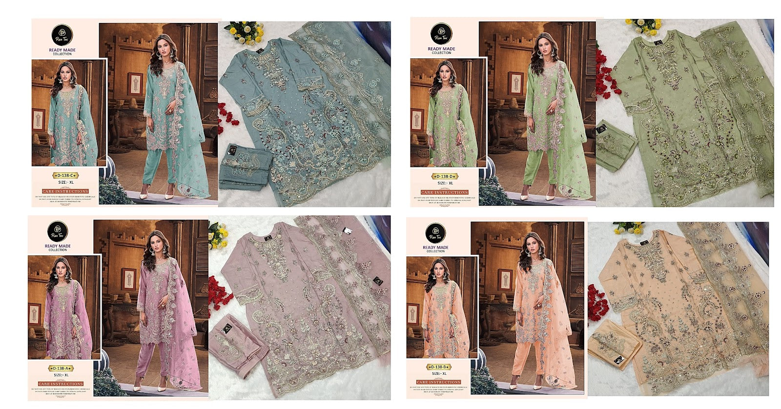 138 Rose Tex Organza Pakistani Readymade Suits