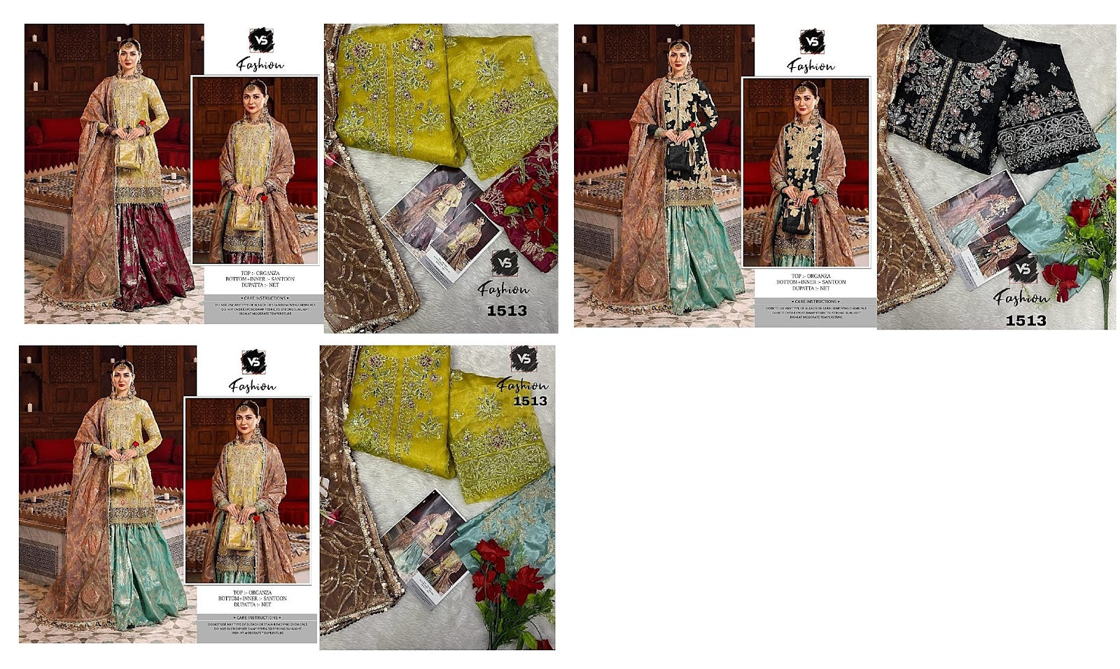 1513 Vs Fashion Organza Pakistani Salwar Suits