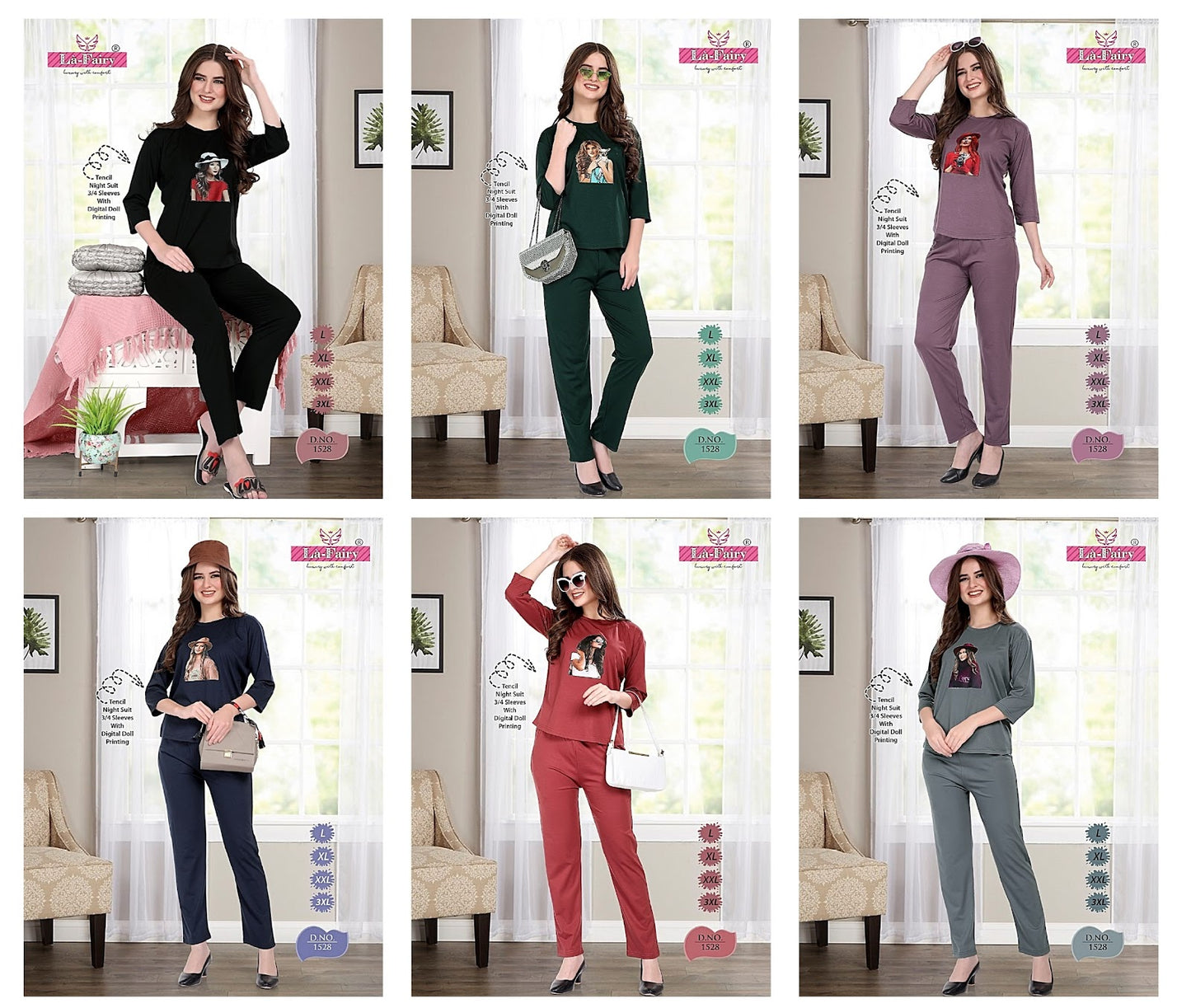 1528 La Fairy Tencil Pyjama Night Suits