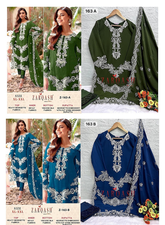 163-Ab Zarqash Georgette Pakistani Readymade Suits
