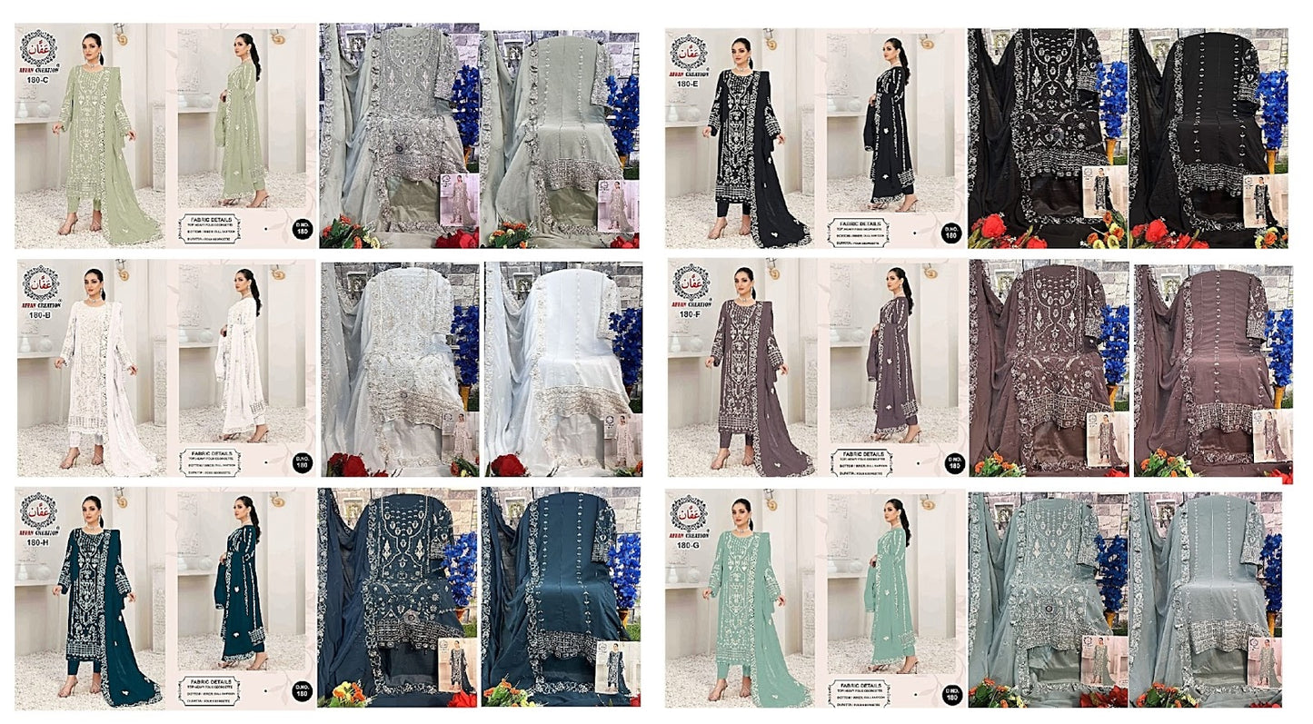 180 Affan Creation Faux Georgette Pakistani Salwar Suits