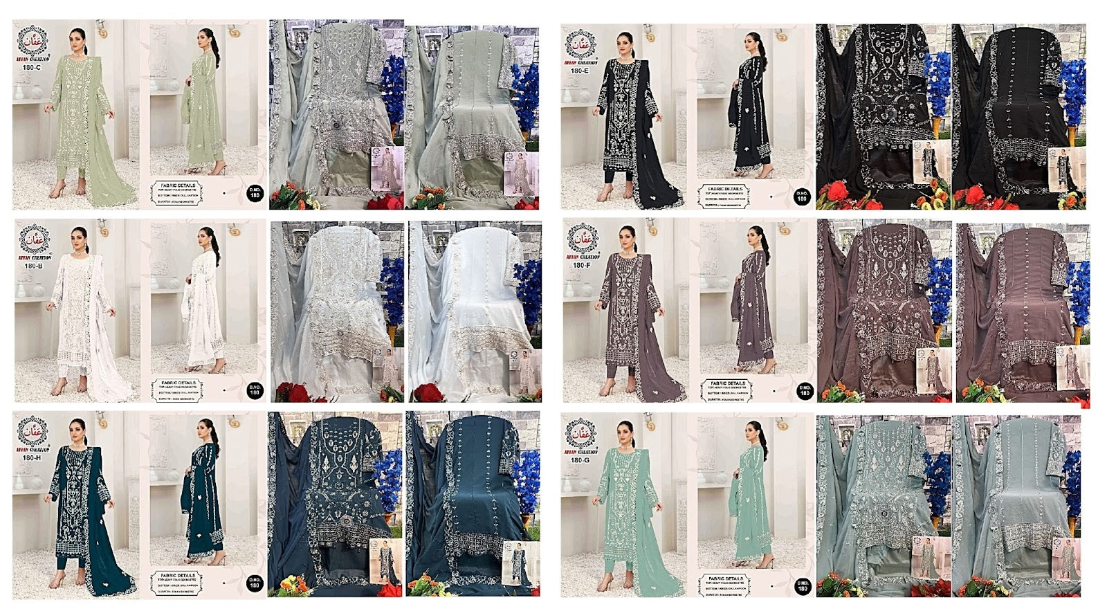 180 Affan Creation Faux Georgette Pakistani Salwar Suits