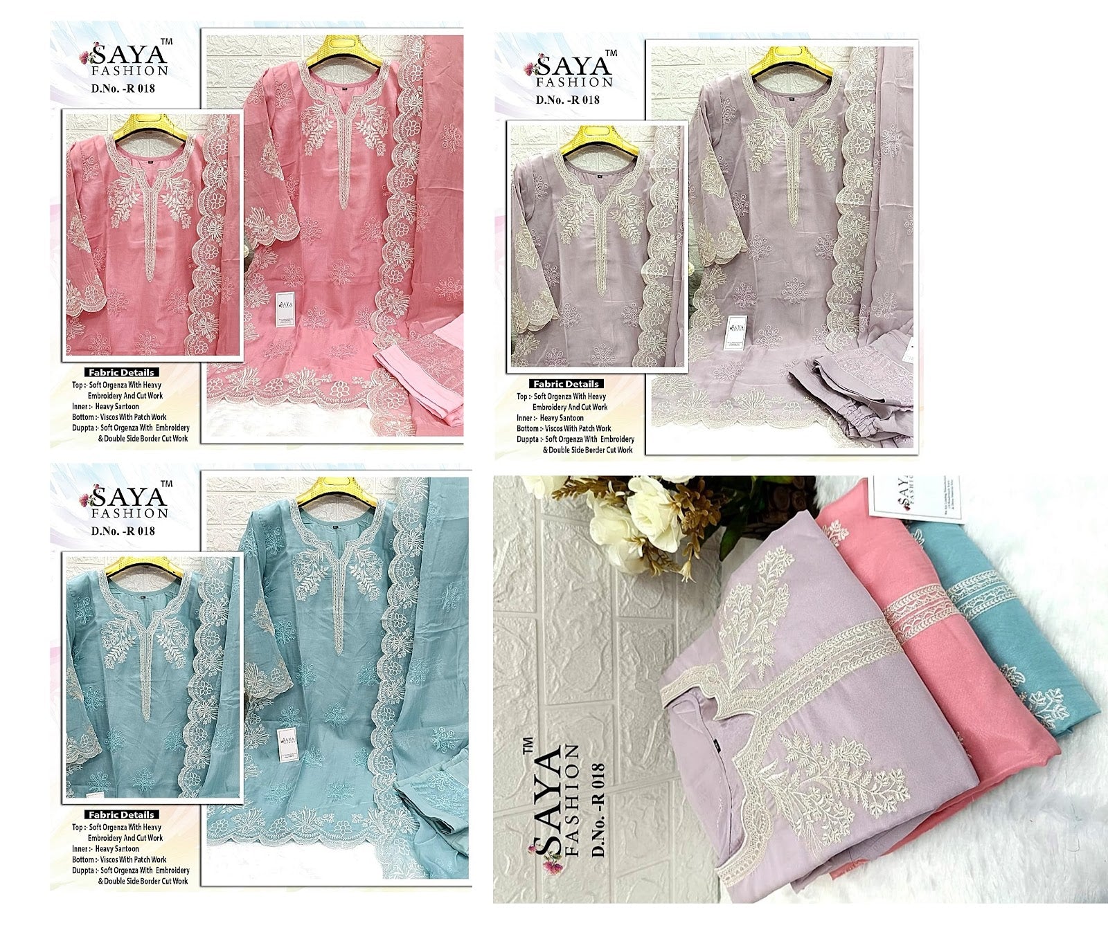 18 Saya Fashion Organza Pakistani Readymade Suits