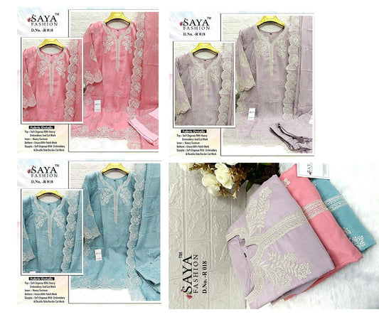18 Saya Fashion Organza Pakistani Readymade Suits