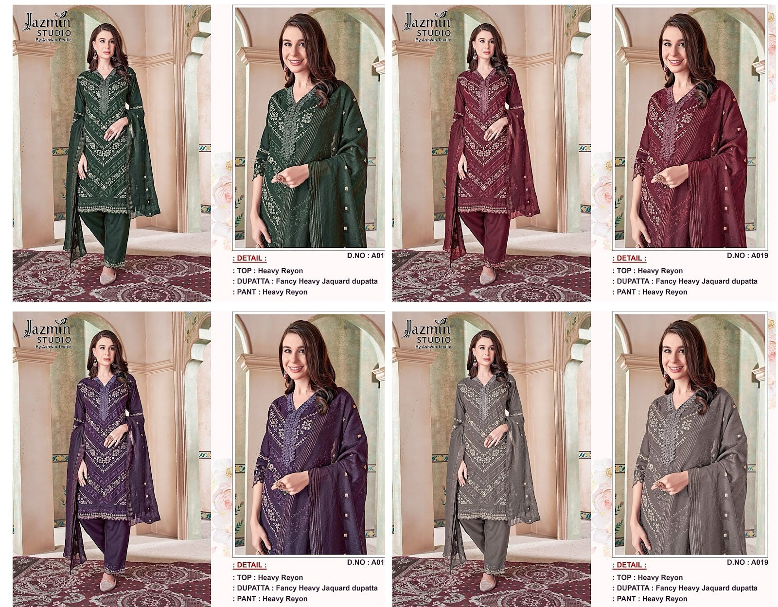 19 Jazmin Studio Reyon Pakistani Readymade Suits