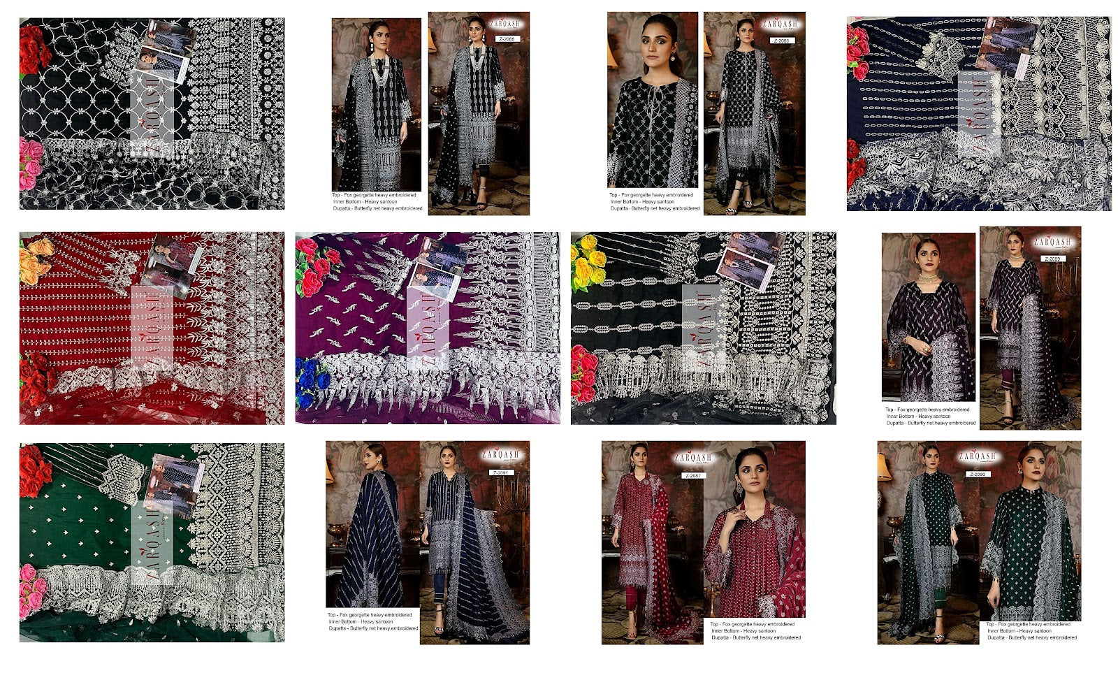 2086-2091 Zarqash Georgette Pakistani Salwar Suits