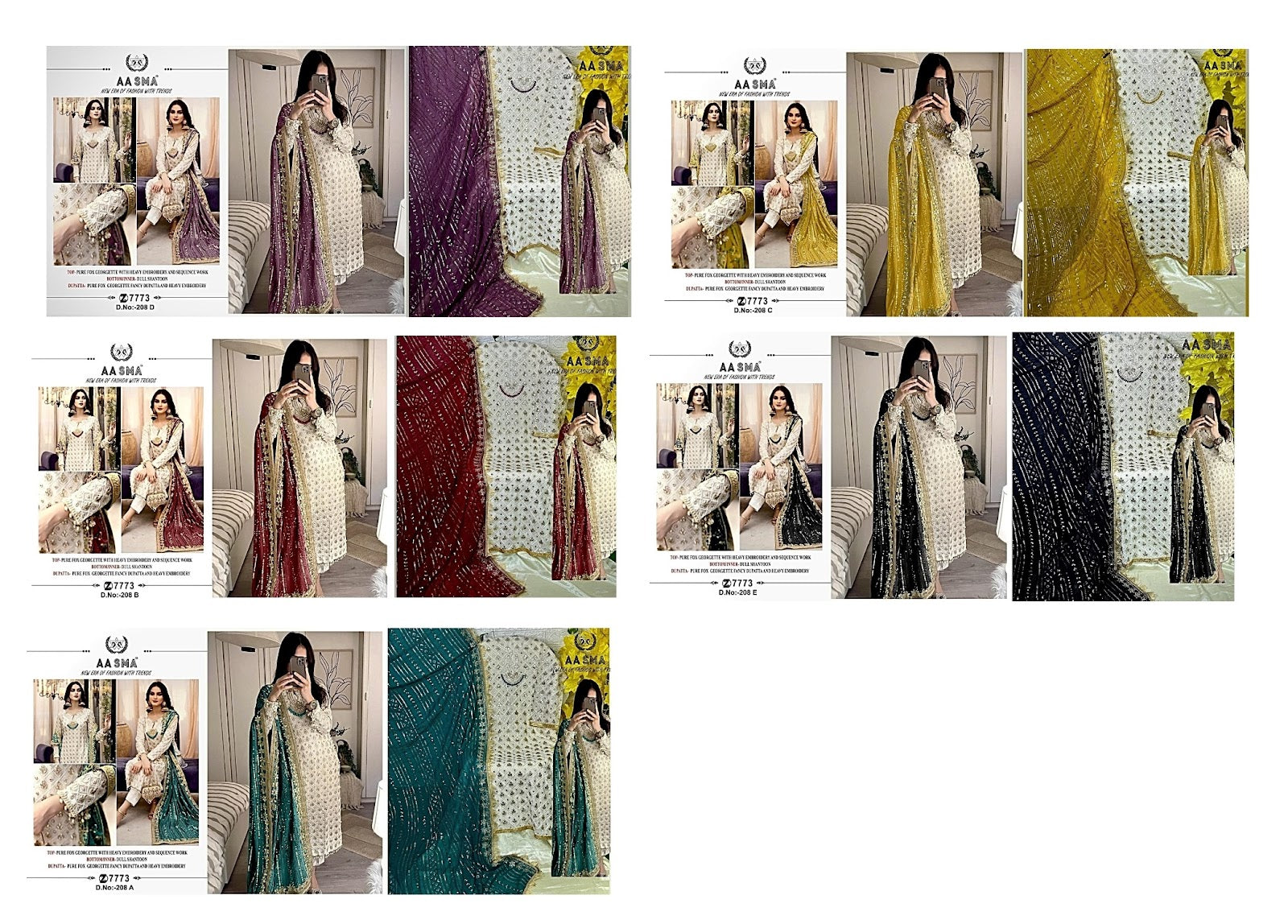 208 Aasma Fox Georgette Pakistani Salwar Suits